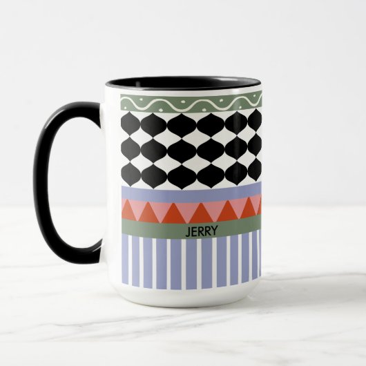 Personalisiertes salbeigrünes geometrisches Muster Tasse (Links)