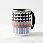 Personalisiertes salbeigrünes geometrisches Muster Tasse (VorderseiteRechts)