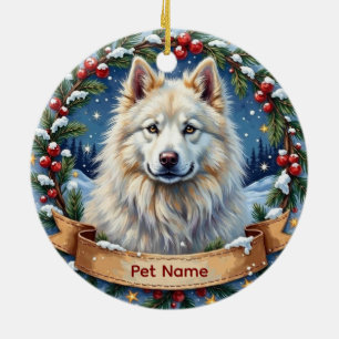 Personalisiertes Samojeden-Weihnachten Keramik Ornament