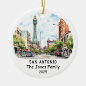 Personalisiertes San Antonio Ornament, Texas Keramik Ornament (Vorne)