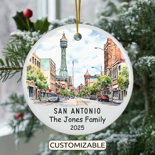 Personalisiertes San Antonio Ornament, Texas Keramik Ornament
