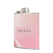 Personalisiertes Sanftes Rosa Seidenwelle-Design Flachmann (Links)