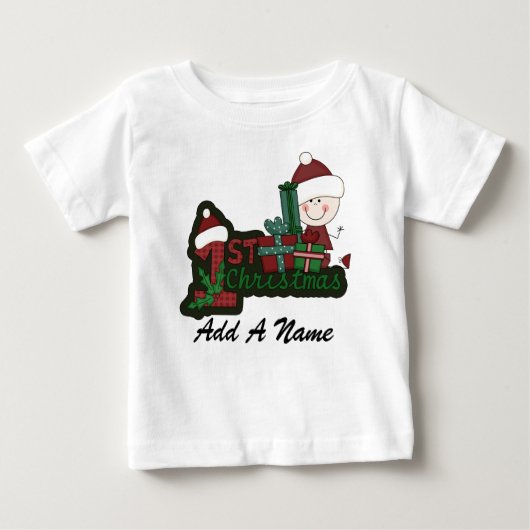 Personalisiertes Santa Baby 1. Weihnachtshemd Baby T-shirt (Vorderseite)