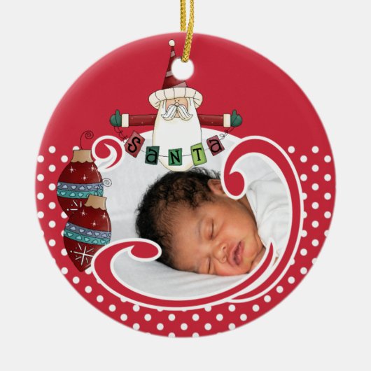 Personalisiertes SANTA Foto Keepake Ornament (Vorne)