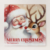 Personalisiertes Santa Rudolph Weihnachtsgeschenk Puzzle (Vertikal)