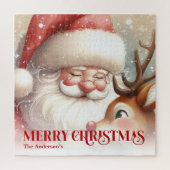 Personalisiertes Santa Rudolph Weihnachtsgeschenk Puzzle (Vertikal)