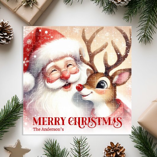 Personalisiertes Santa Rudolph Weihnachtsgeschenk Puzzle