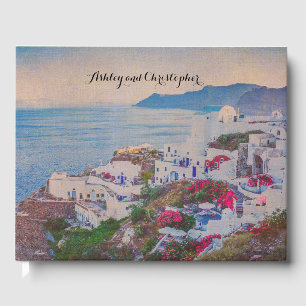 Personalisiertes Santorin Griechenland Hochzeitsgä Gästebuch