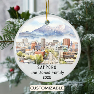 Personalisiertes Sapporo-Ornament, Japan Keramik Ornament