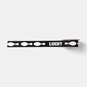 Personalisiertes Satinband mit Bowlingpin-Design