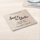 Personalisiertes Save the Date bedrucktes Holz Rechteckiger Pappuntersetzer (angewinkelt)
