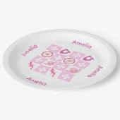 Personalisiertes Schachbrettmuster Pappteller (Schrägansicht)