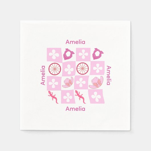 Personalisiertes Schachbrettmuster Serviette (Vorderseite)