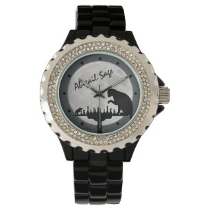 Personalisiertes Schachspiel mit Vollmond Armbanduhr