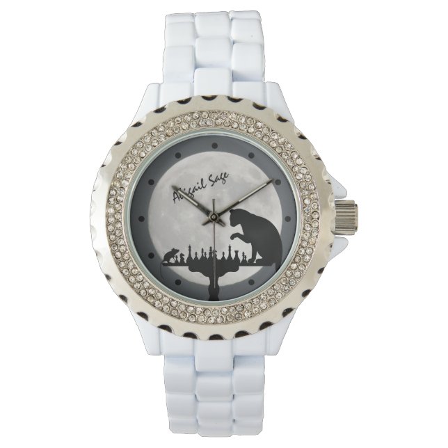 Personalisiertes Schachspiel mit Vollmond Armbanduhr (Vorderseite)