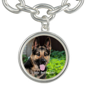 Personalisiertes Schäferhund-HundeFoto, Hundename Charm Armband