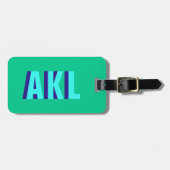 Personalisiertes Schatten-Monogramm Blau Grün Gepäckanhänger (Vorderseite horizontal)