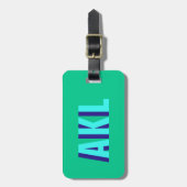 Personalisiertes Schatten-Monogramm Blau Grün Gepäckanhänger (Vorderseite vertikal)