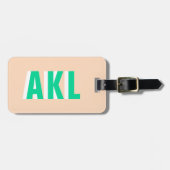 Personalisiertes Schatten-Monogramm Grün Beige Ben Gepäckanhänger (Vorderseite horizontal)