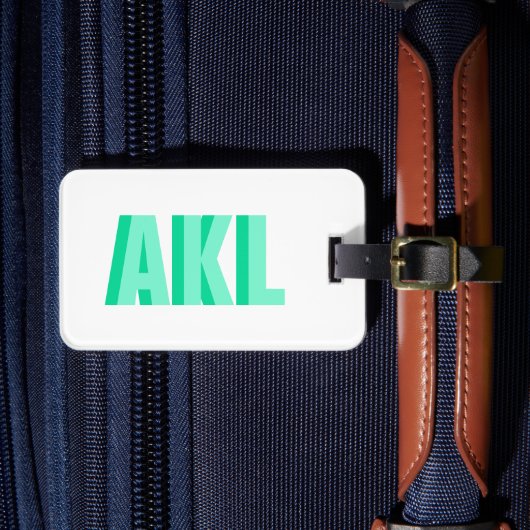 Personalisiertes Schatten-Monogramm Pastellgrün Be Gepäckanhänger (Vorderseite Insitu 4)