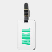 Personalisiertes Schatten-Monogramm Pastellgrün Be Gepäckanhänger (Vorderseite vertikal)