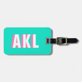 Personalisiertes Schatten-Monogramm Pink Aqua Grün Gepäckanhänger (Vorderseite horizontal)