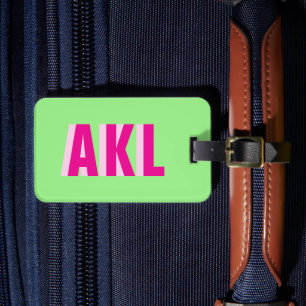 Personalisiertes Schatten-Monogramm Rosa Grün Benu Gepäckanhänger