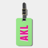 Personalisiertes Schatten-Monogramm Rosa Grün Benu Gepäckanhänger (Vorderseite vertikal)