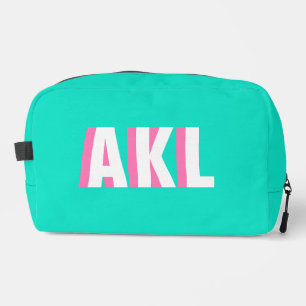 Personalisiertes Schattenmonogramm Pink Aqua Grün Waschbeutel