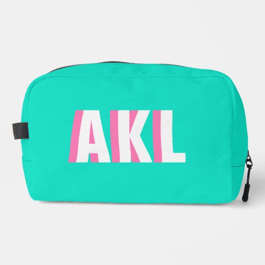 Personalisiertes Schattenmonogramm Pink Aqua Grün Waschbeutel (Vorderseite)