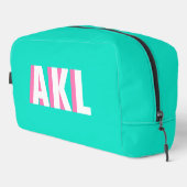 Personalisiertes Schattenmonogramm Pink Aqua Grün Waschbeutel (Rechte Ecke)