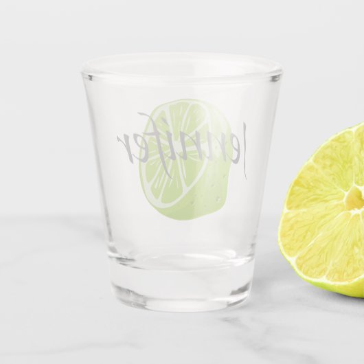 Personalisiertes Schiebeglas mit Limonem und Name Schnapsglas (Rückseite)