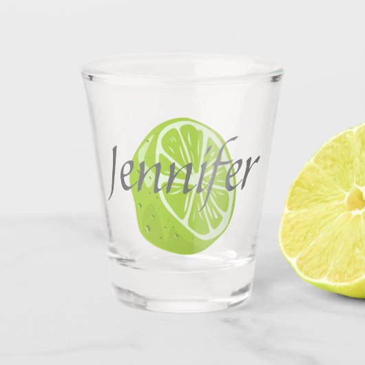 Personalisiertes Schiebeglas mit Limonem und Name Schnapsglas (Vorderseite)