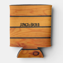 Personalisiertes Schiff aus braunem Holz Dosenkühler