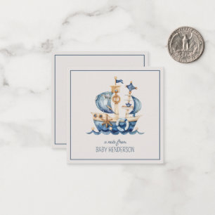 Personalisiertes Schiff für blaue Wasserfarben Mitteilungskarte