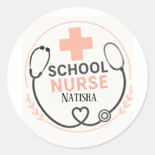 Personalisiertes Schild für das Schulkrankenzimmer Runder Aufkleber