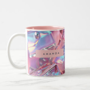 Personalisiertes schillerndes Rosa Eis mit Schimme Zweifarbige Tasse