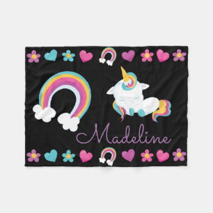 Personalisiertes Schlafbaby Unicorn & Rainbow Fleecedecke
