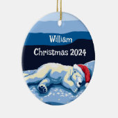 Personalisiertes Schlafpolarbärchen Keramik Ornament (Rechts)