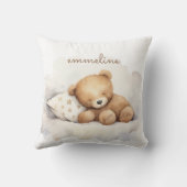 Personalisiertes Schlafteddy-Bären-Kinderzimmer Kissen (Rückseite)