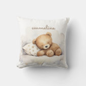 Personalisiertes Schlafteddy-Bären-Kinderzimmer Kissen (Vorderseite)
