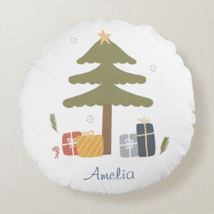 Personalisiertes Schlafzimmer für Nordic Christmas Rundes Kissen