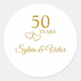 Personalisiertes schlichtes Herz Golden 50 Jahre J Runder Aufkleber