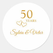 Personalisiertes schlichtes Herz Golden 50 Jahre J Runder Aufkleber (Vorderseite)