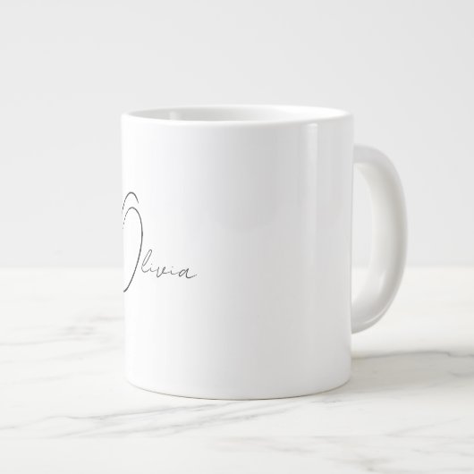 Personalisiertes, schlichtes Monogramm Jumbo-Tasse (Vorderseite Rechts)