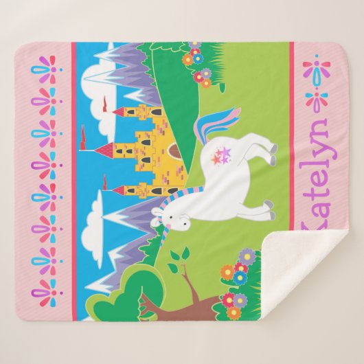Personalisiertes Schloss Unicorn Sherpadecke (Vorderseite (Horizontal))