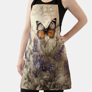 Personalisiertes Schmetterling-Lavendel-Vintage-De Schürze