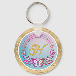 Personalisiertes Schmetterlings-Monogramm Schlüsselanhänger
