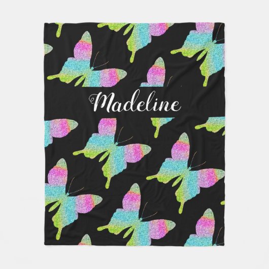 Personalisiertes Schmetterlingsmuster Fleecedecke (Vorderseite)