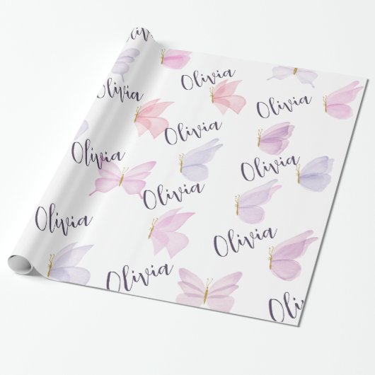 Personalisiertes Schmetterlingspapier. Geschenkpapier (Ungerollt)